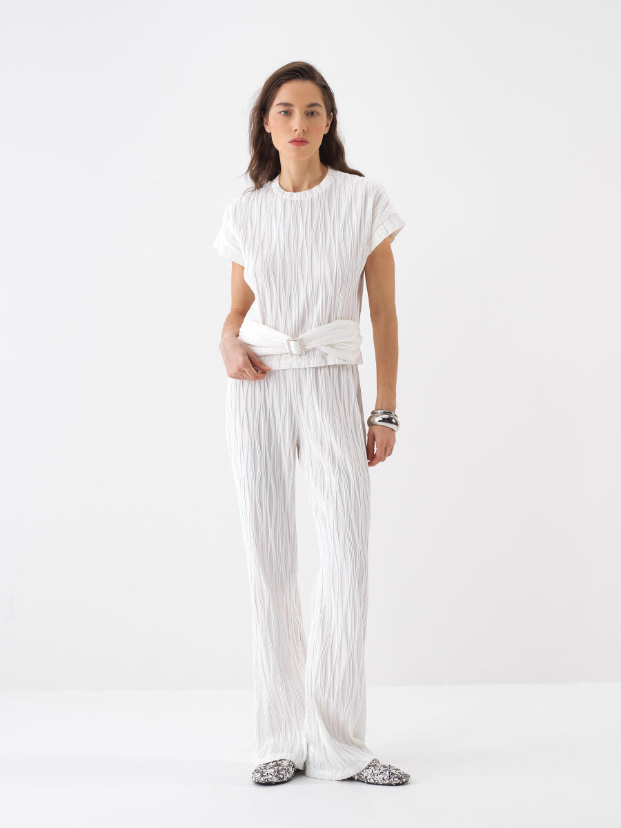 Beyaz Regular Fit Bluz - 2