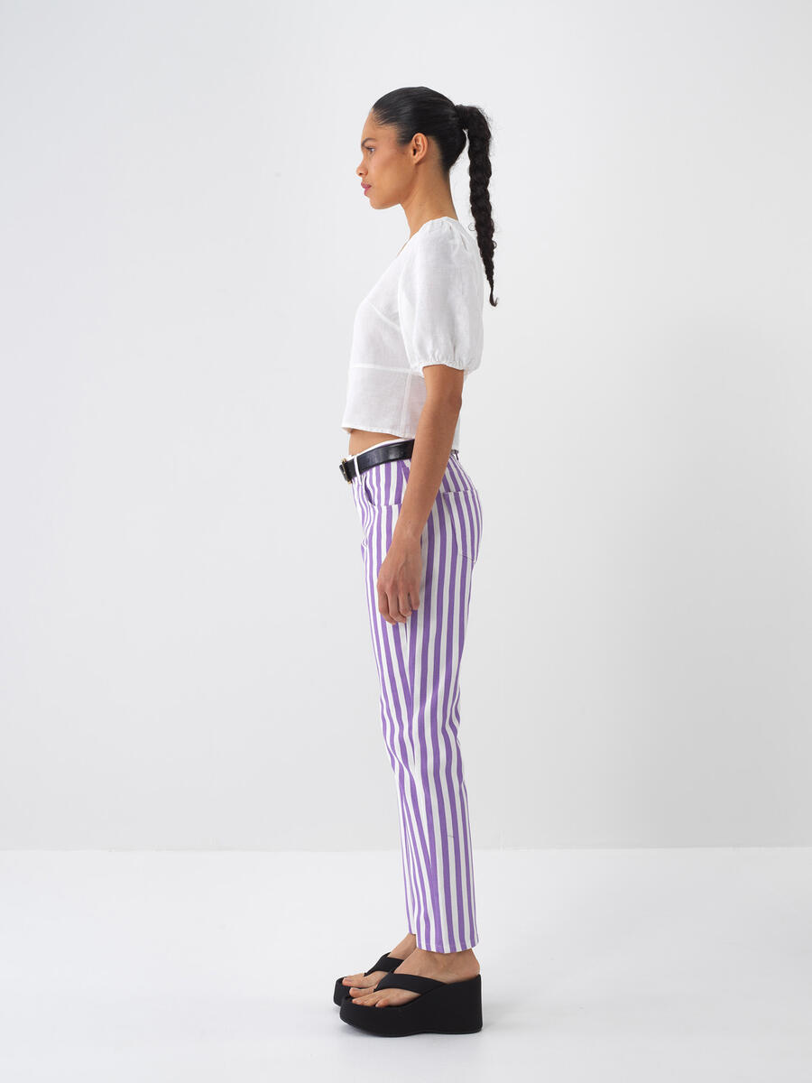 Beyaz Regular Fit Keten Bluz - 4