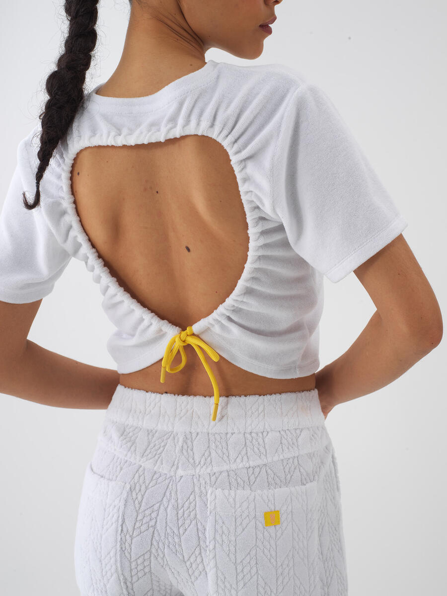 Beyaz Regular Fit Pamuklu Havlu Bluz