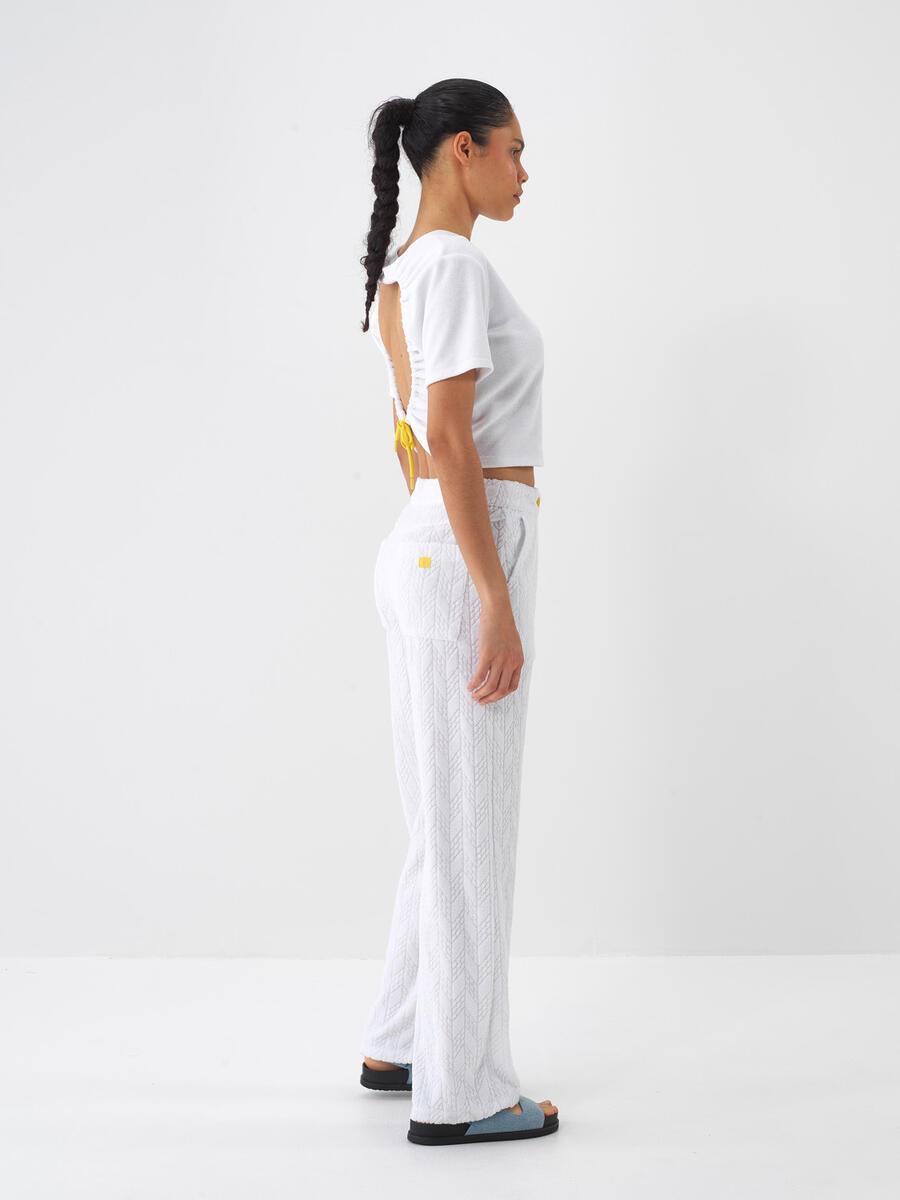 Beyaz Regular Fit Pamuklu Havlu Bluz - 3
