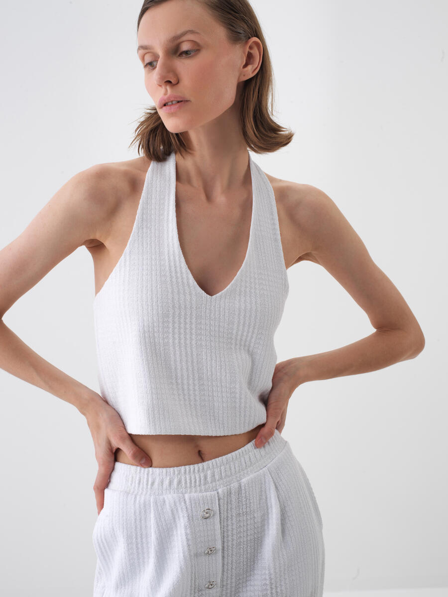 Beyaz Regular Fit Pamuklu Bluz