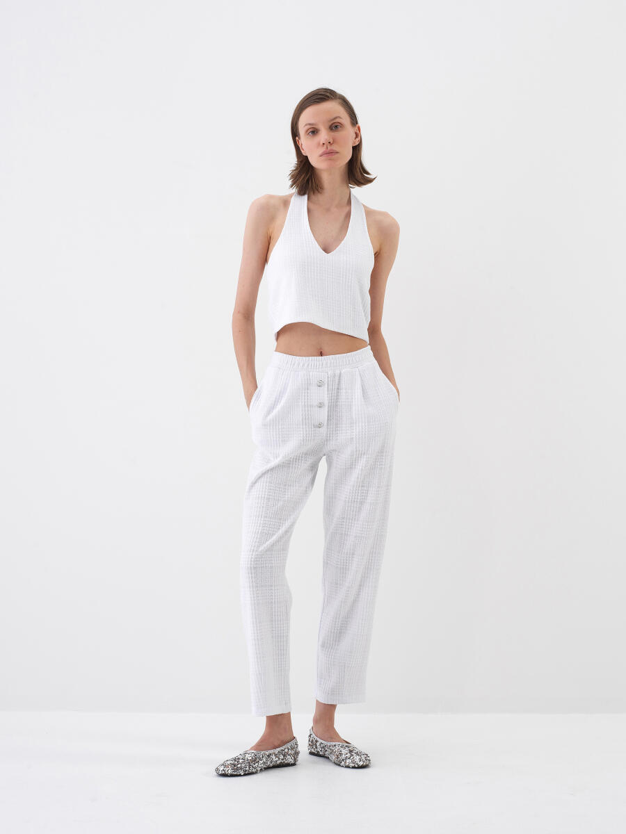 Beyaz Regular Fit Pamuklu Bluz - 2