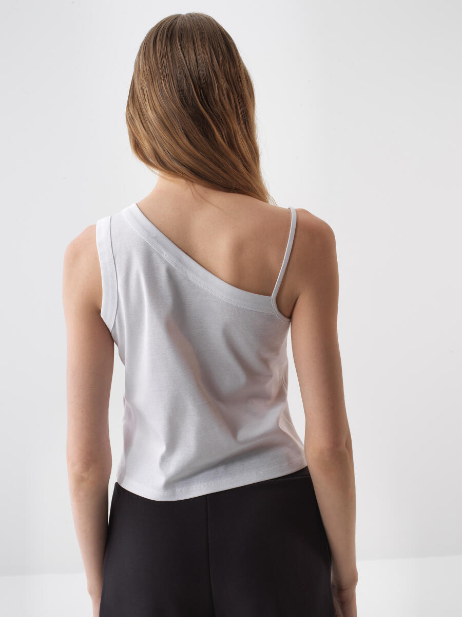 Beyaz Regular Fit Pamuklu Bluz - 4