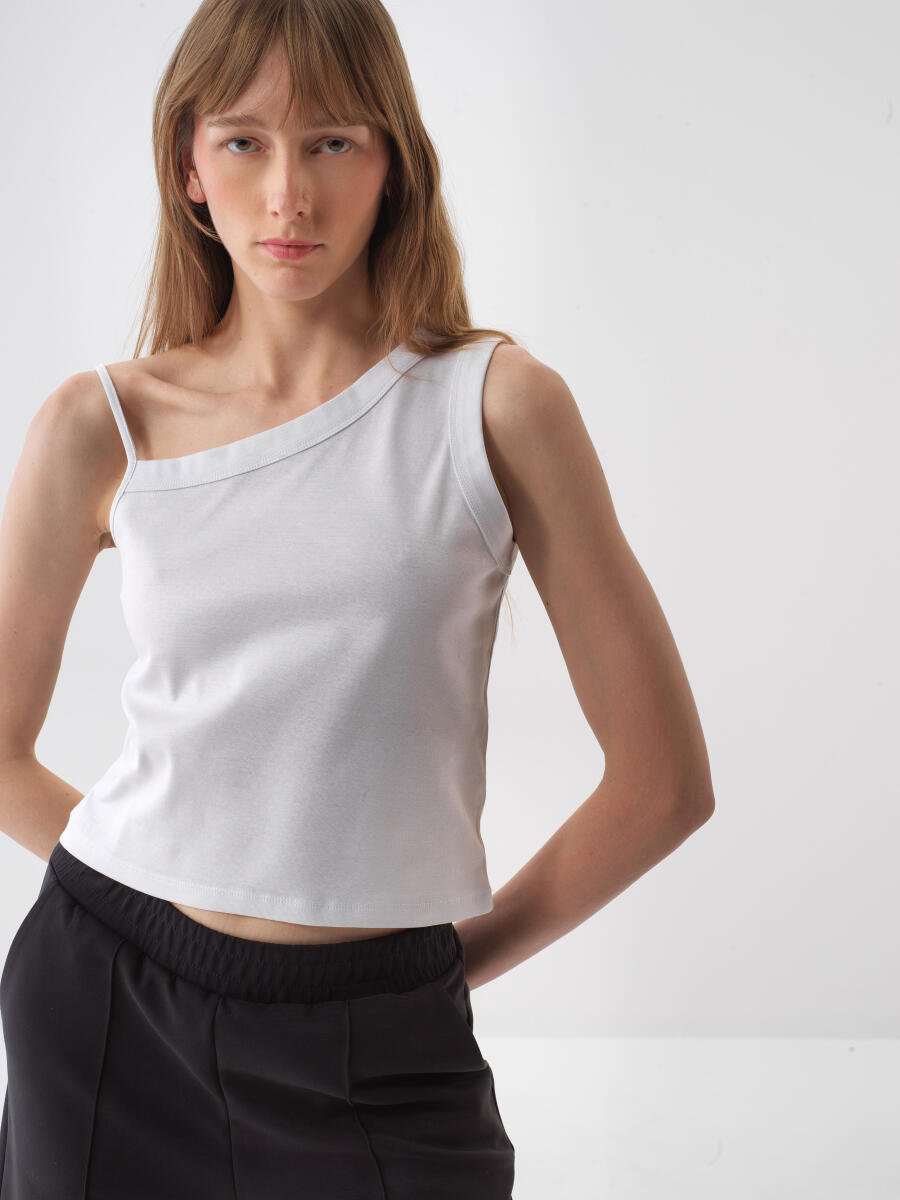 Beyaz Regular Fit Pamuklu Bluz