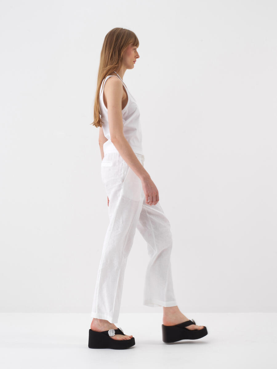 Beyaz Regular Fit Pamuklu Bluz - 3