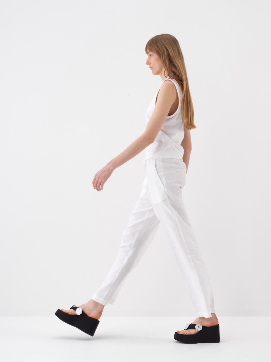 Beyaz Regular Fit Pamuklu Bluz - 4