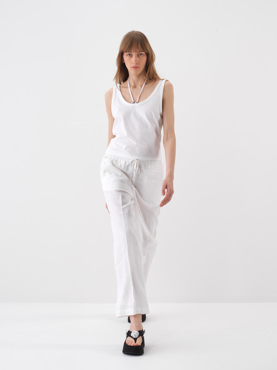 Beyaz Regular Fit Pamuklu Bluz - 2