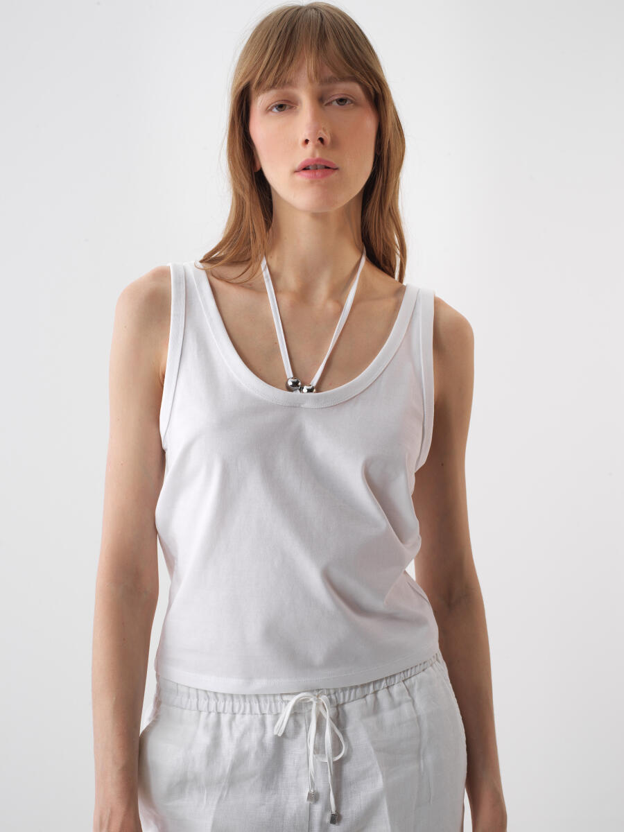 Beyaz Regular Fit Pamuklu Bluz