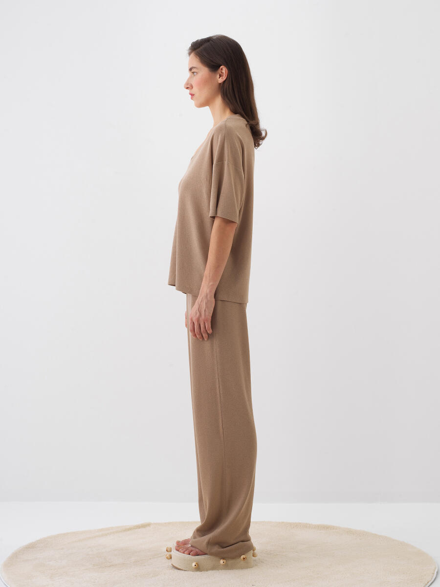 Camel Oversize Pamuklu Bluz - 3