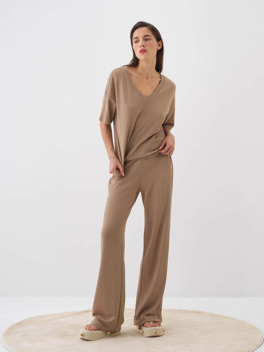 Camel Oversize Pamuklu Bluz - 2