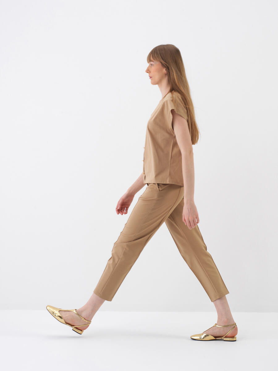 Camel Oversize Pamuklu Bluz - 3