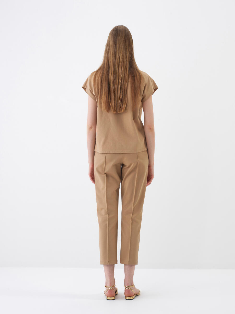 Camel Oversize Pamuklu Bluz - 5