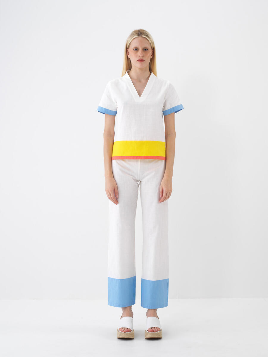 Ekru Regular Fit Pamuklu Bluz - 2