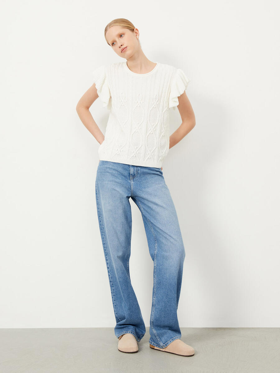 Ekru Regular Fit Pamuklu Bluz - 2