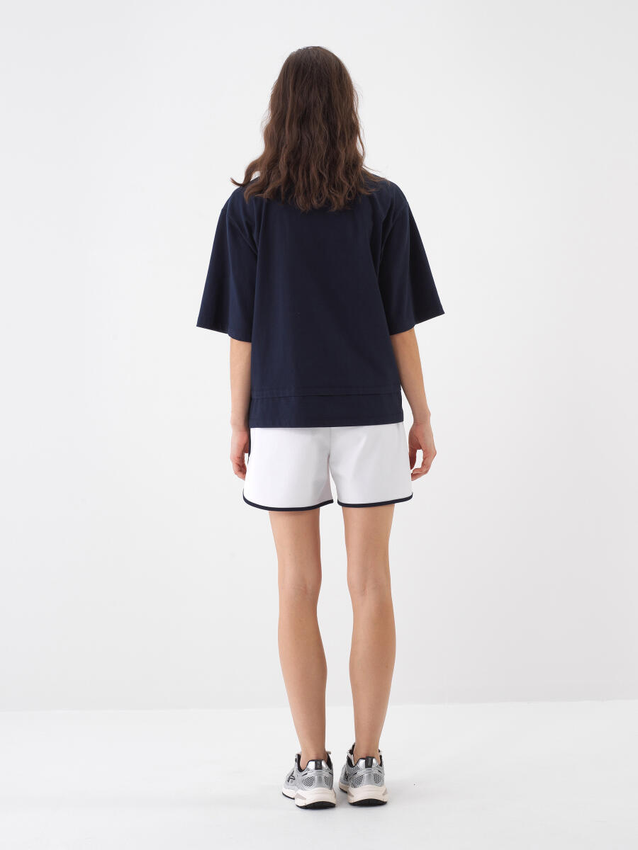 Lacivert Oversize Pamuklu Bluz - 4