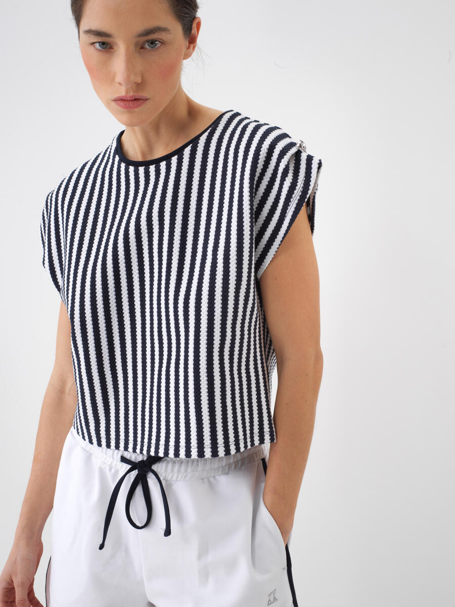 Lacivert Regular Fit Pamuklu Bluz
