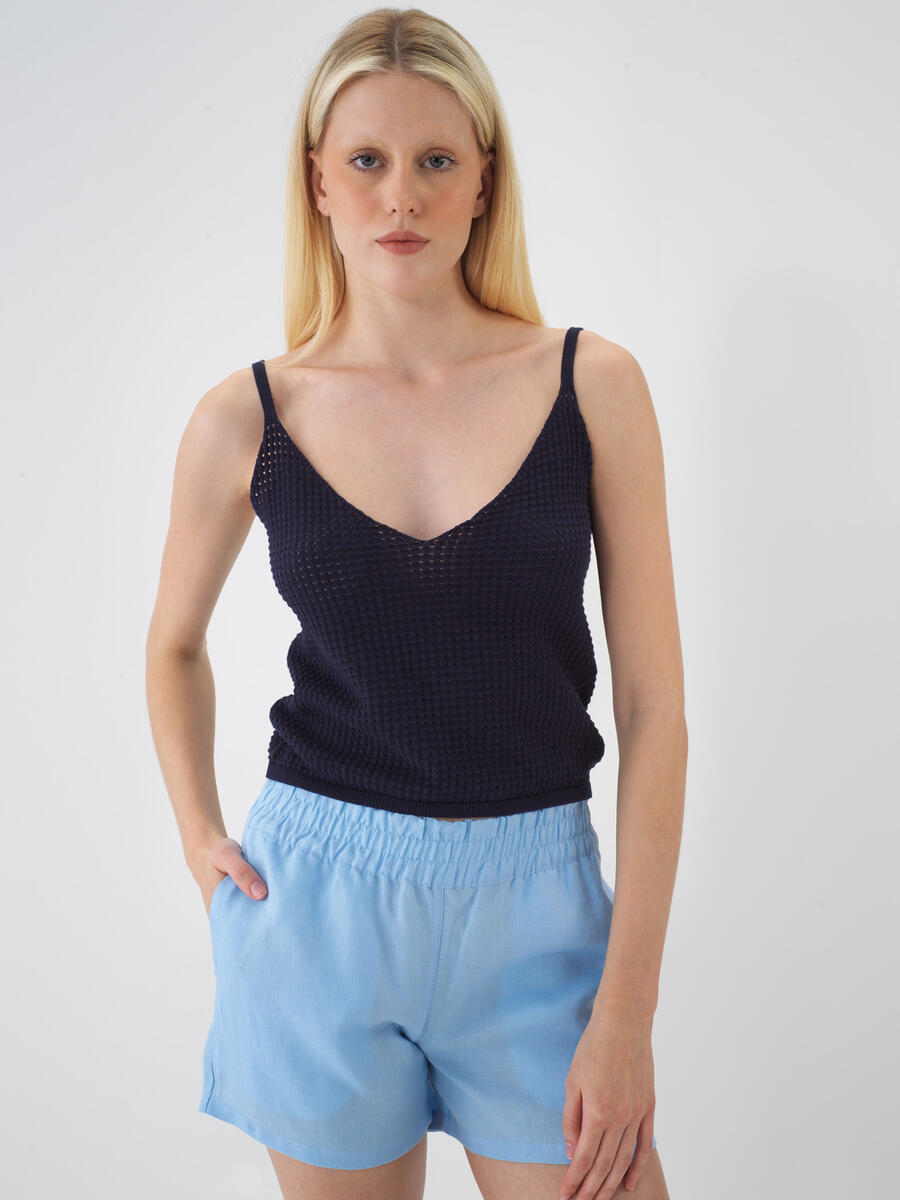 Lacivert Regular Fit Pamuklu Bluz