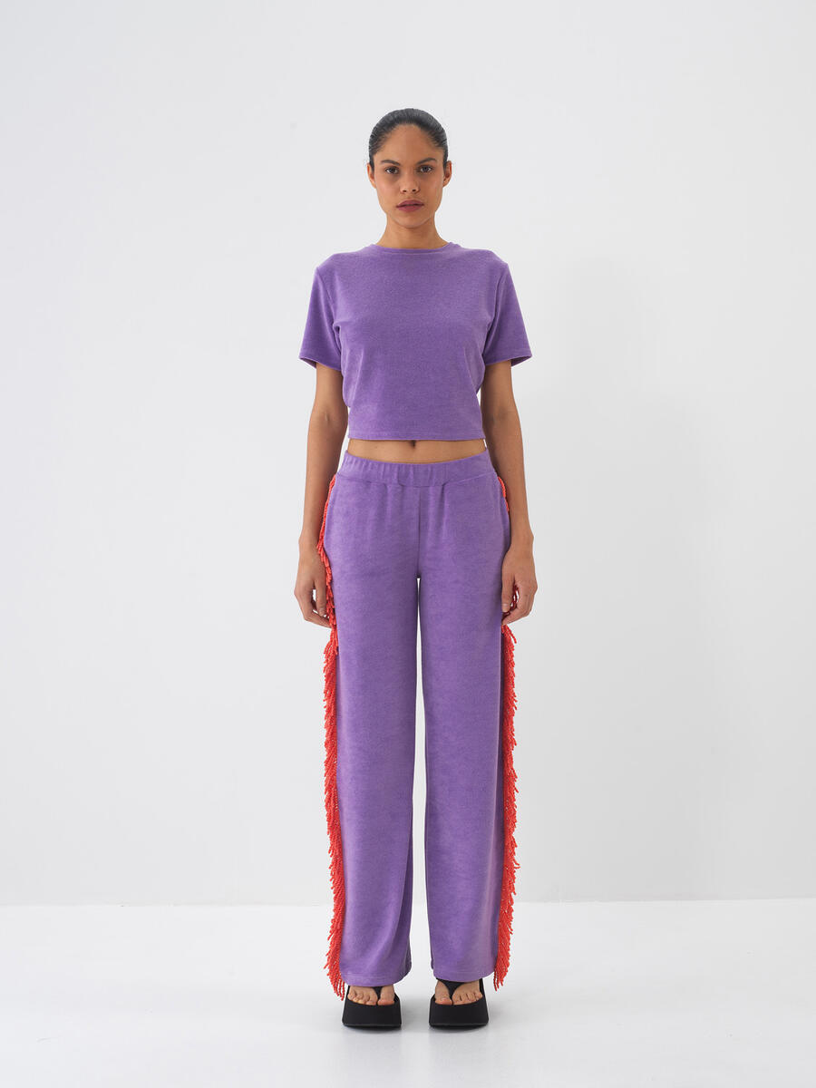 Lila Regular Fit Pamuklu Havlu Bluz - 2