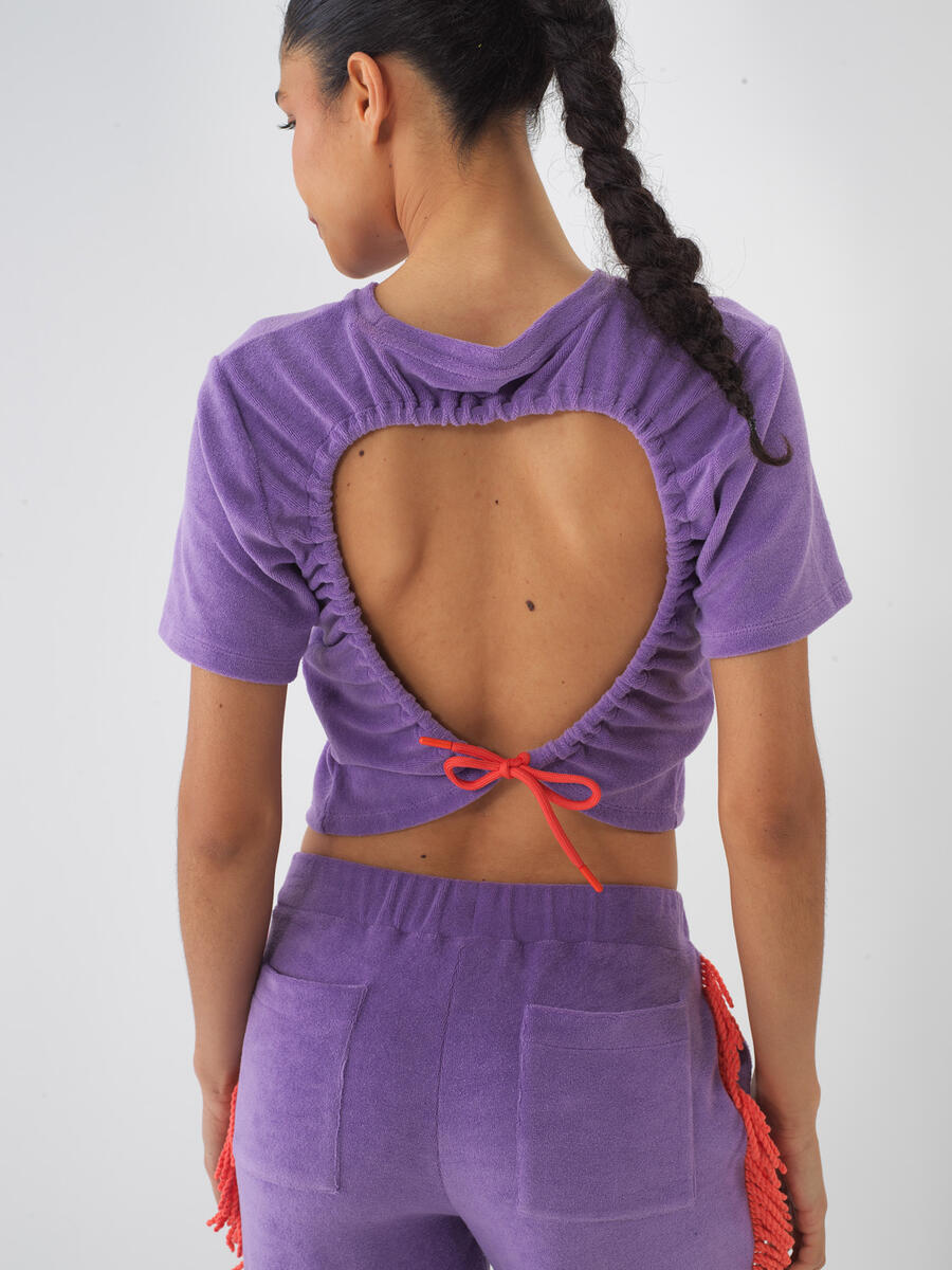 Lila Regular Fit Pamuklu Havlu Bluz
