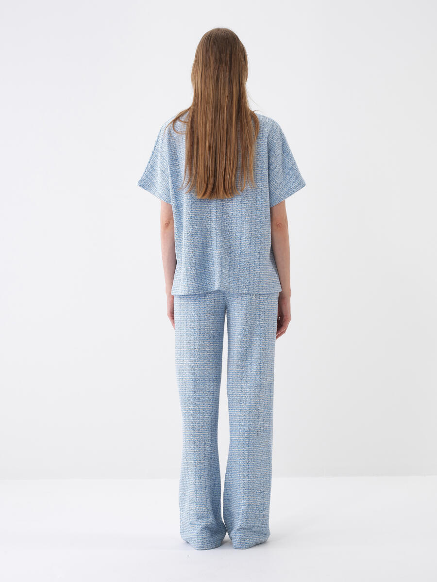 Mavi Oversize Pamuklu Bluz - 4