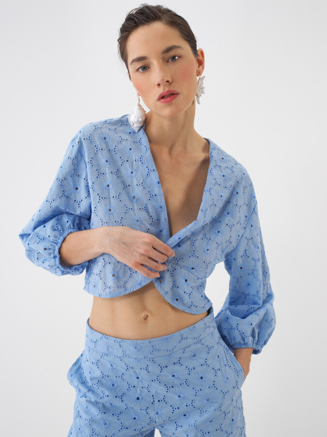 Mavi Regular Fit Pamuklu Bluz - Xint