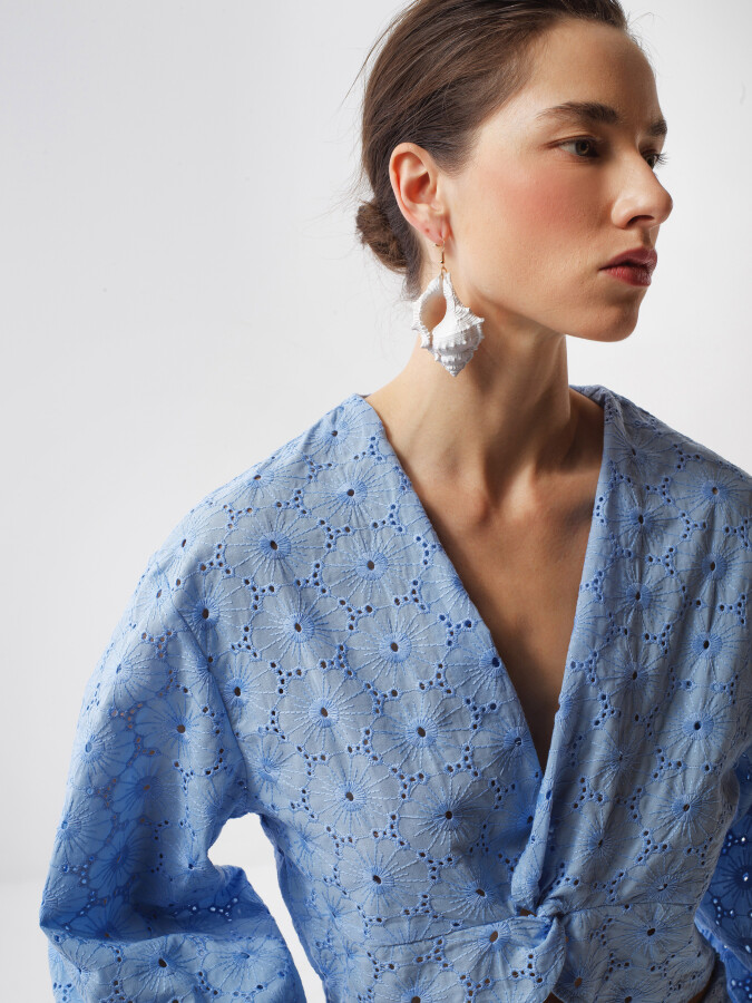Mavi Regular Fit Pamuklu Bluz - Xint