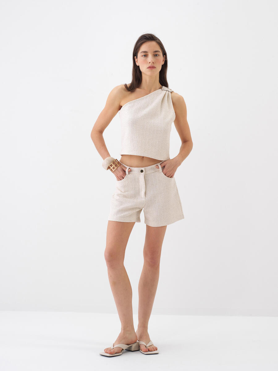 Naturel Regular Fit Keten Bluz - 2