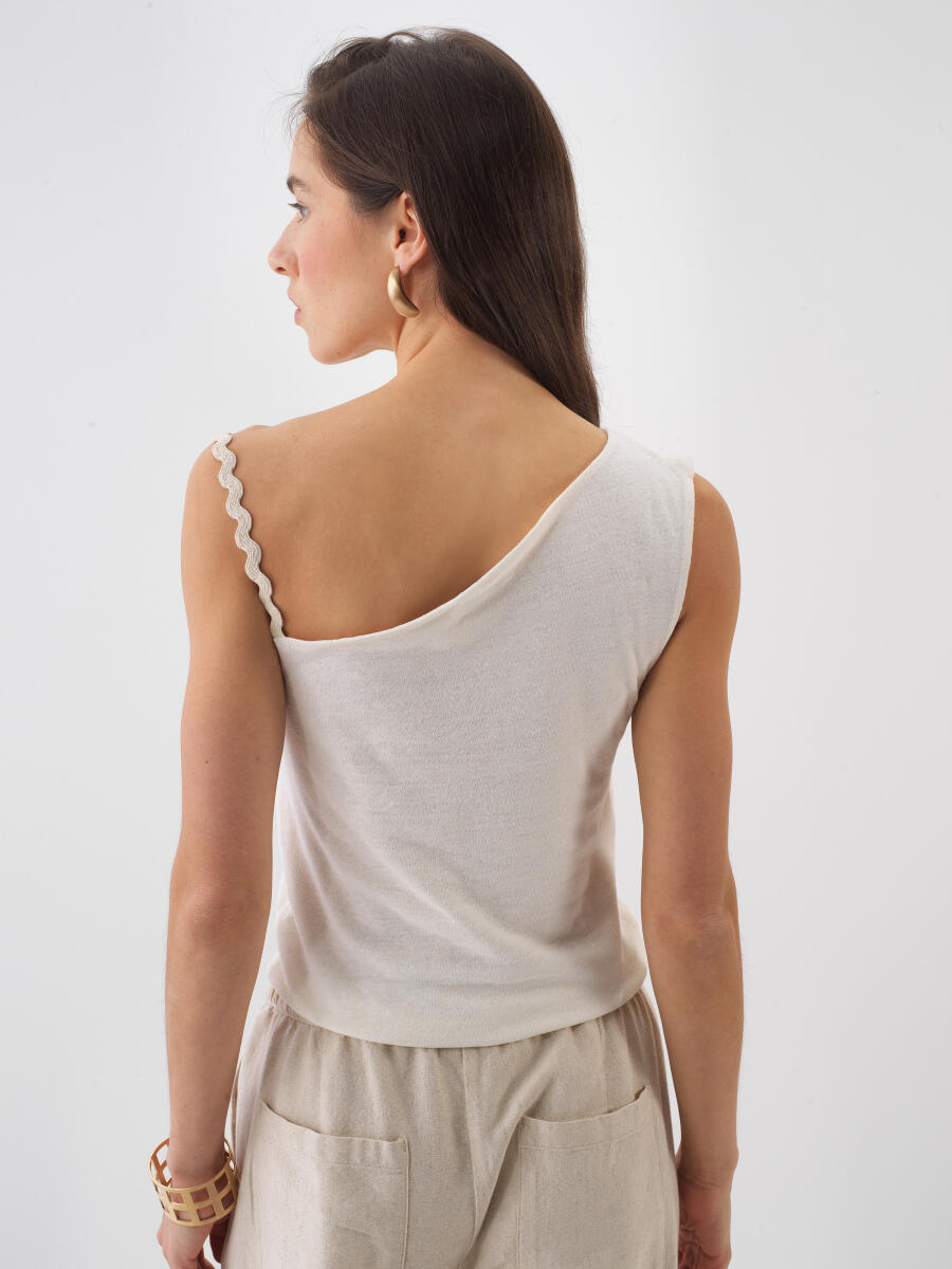 Naturel Slim Fit Keten Bluz - 4