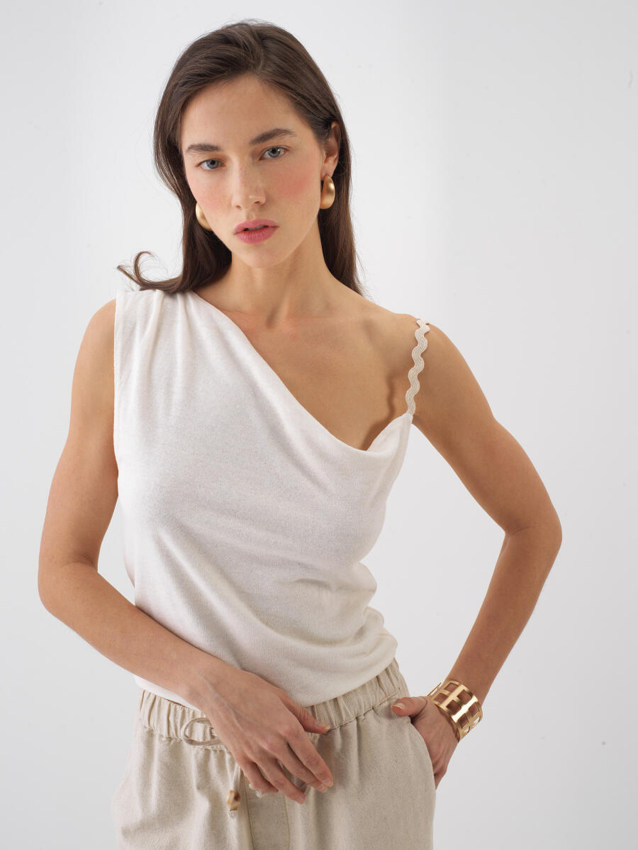 Naturel Slim Fit Keten Bluz