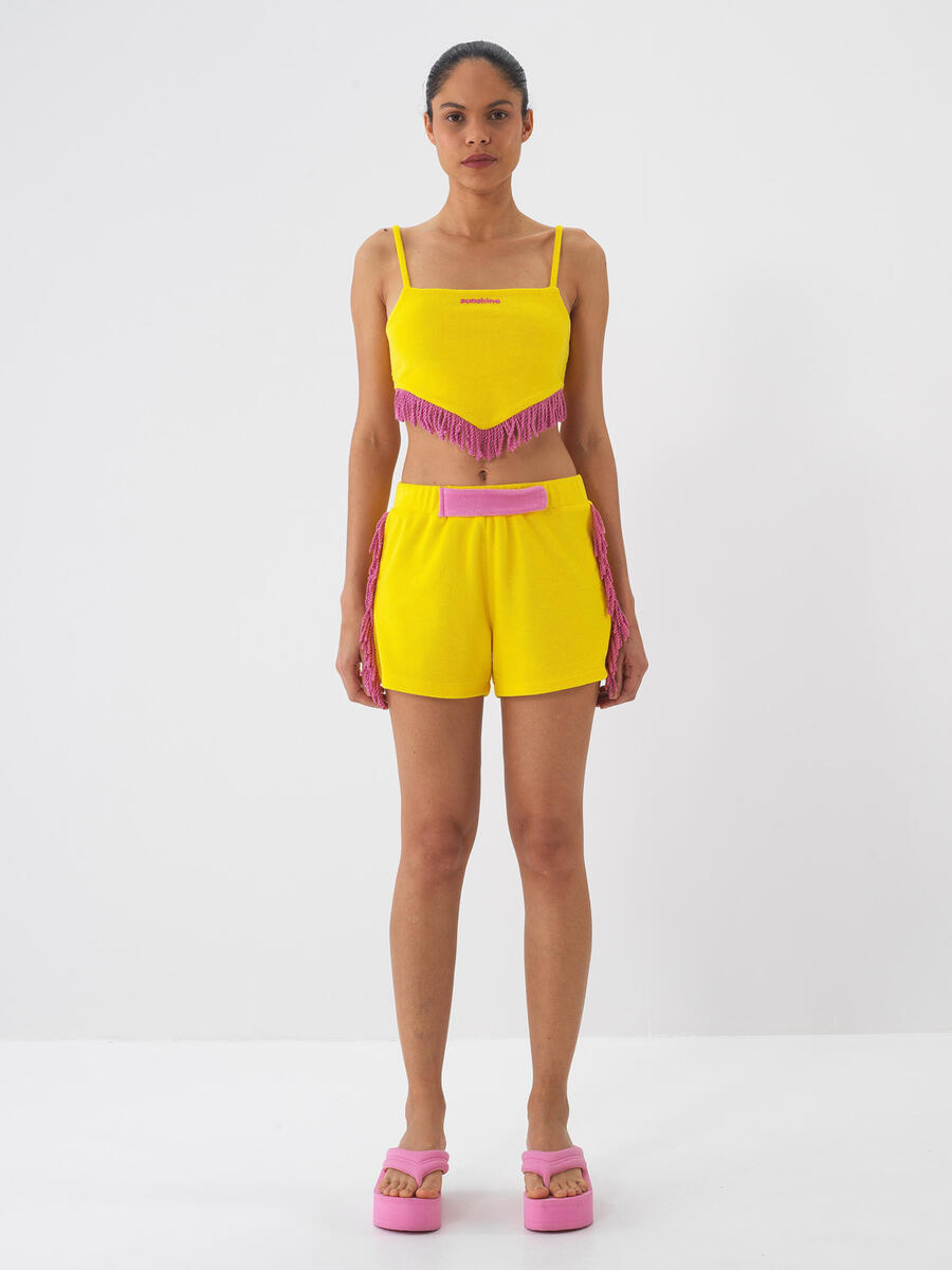 Sarı Slim Fit Pamuklu Bluz - 2