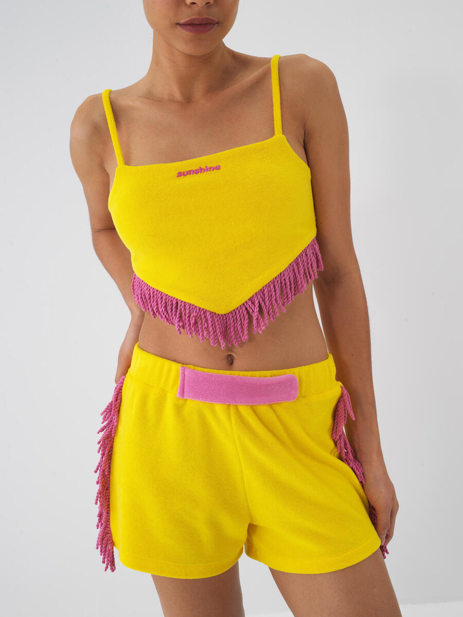 Sarı Slim Fit Pamuklu Bluz