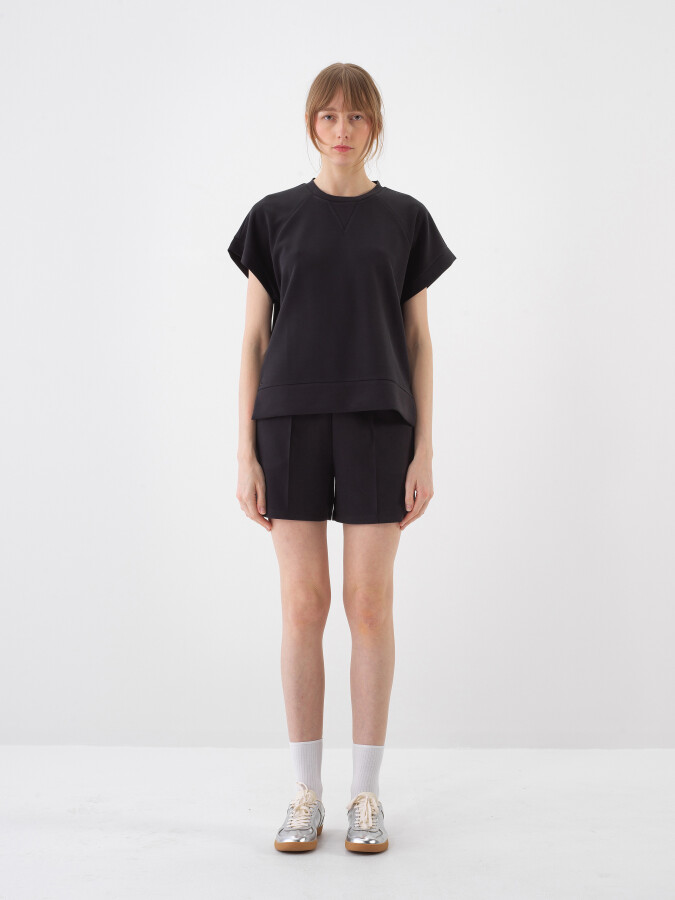 Siyah Oversize Modal Bluz - Xint