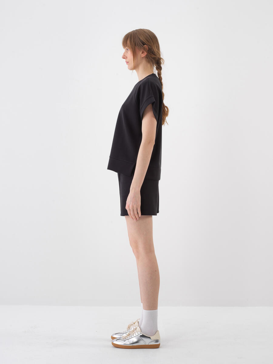 Siyah Oversize Modal Bluz - 3