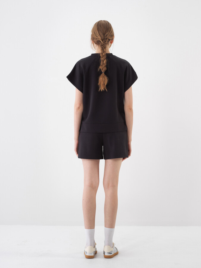 Siyah Oversize Modal Bluz - Xint