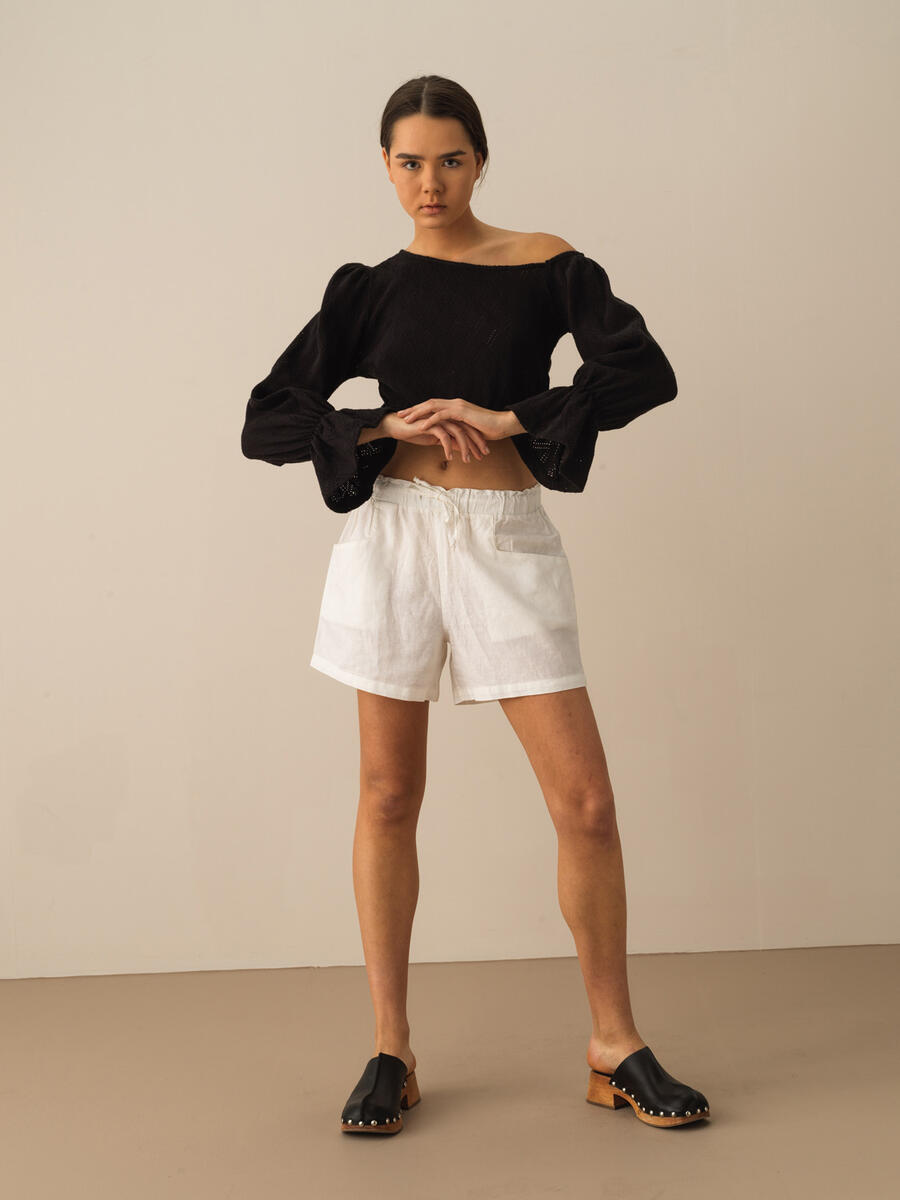 Siyah Oversize Pamuklu Bluz - 2