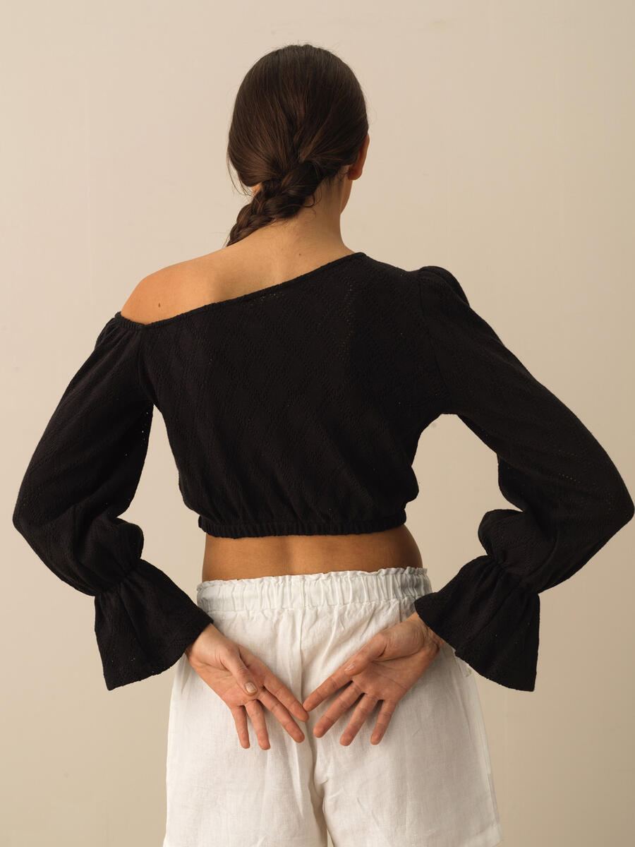 Siyah Oversize Pamuklu Bluz - 3