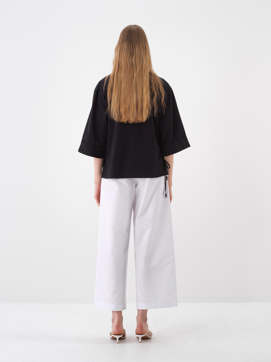 Siyah Oversize Pamuklu Bluz - 5