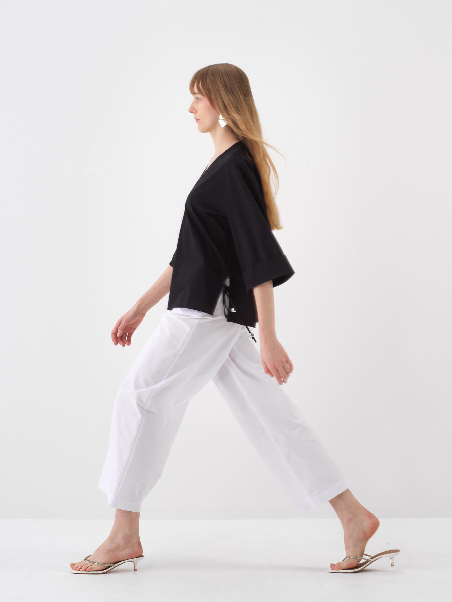 Siyah Oversize Pamuklu Bluz - 3