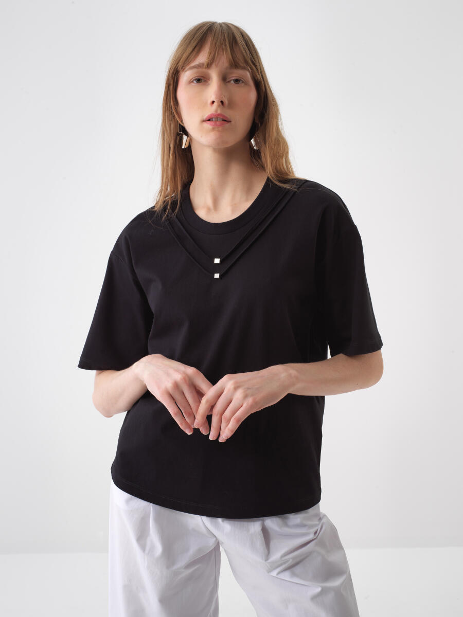 Siyah Oversize Pamuklu Bluz