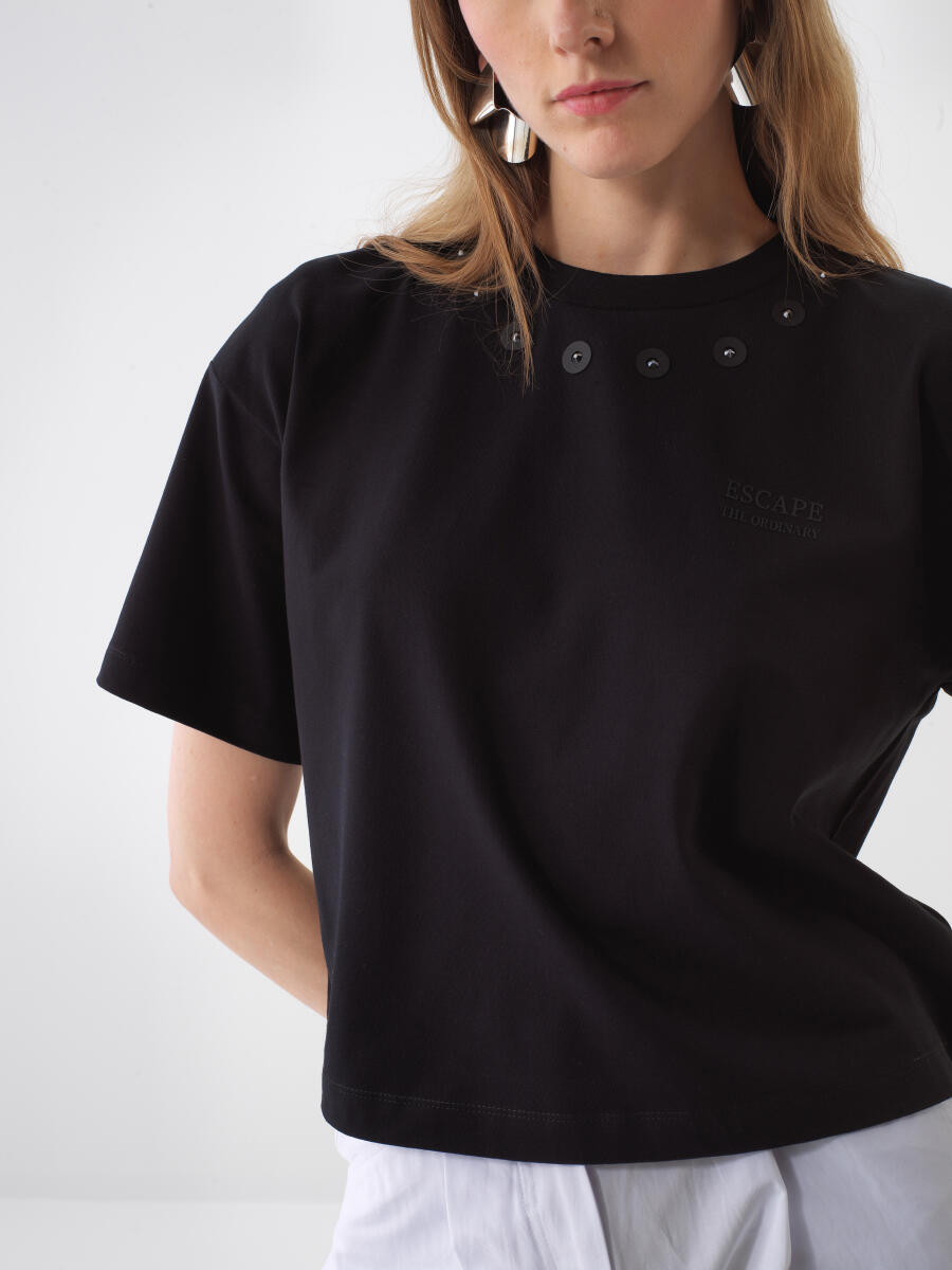 Siyah Oversize Pamuklu Bluz - 4
