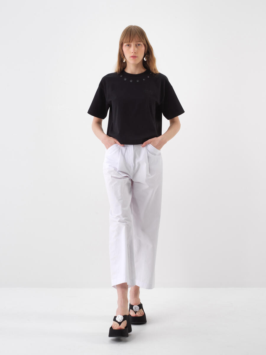 Siyah Oversize Pamuklu Bluz - 2