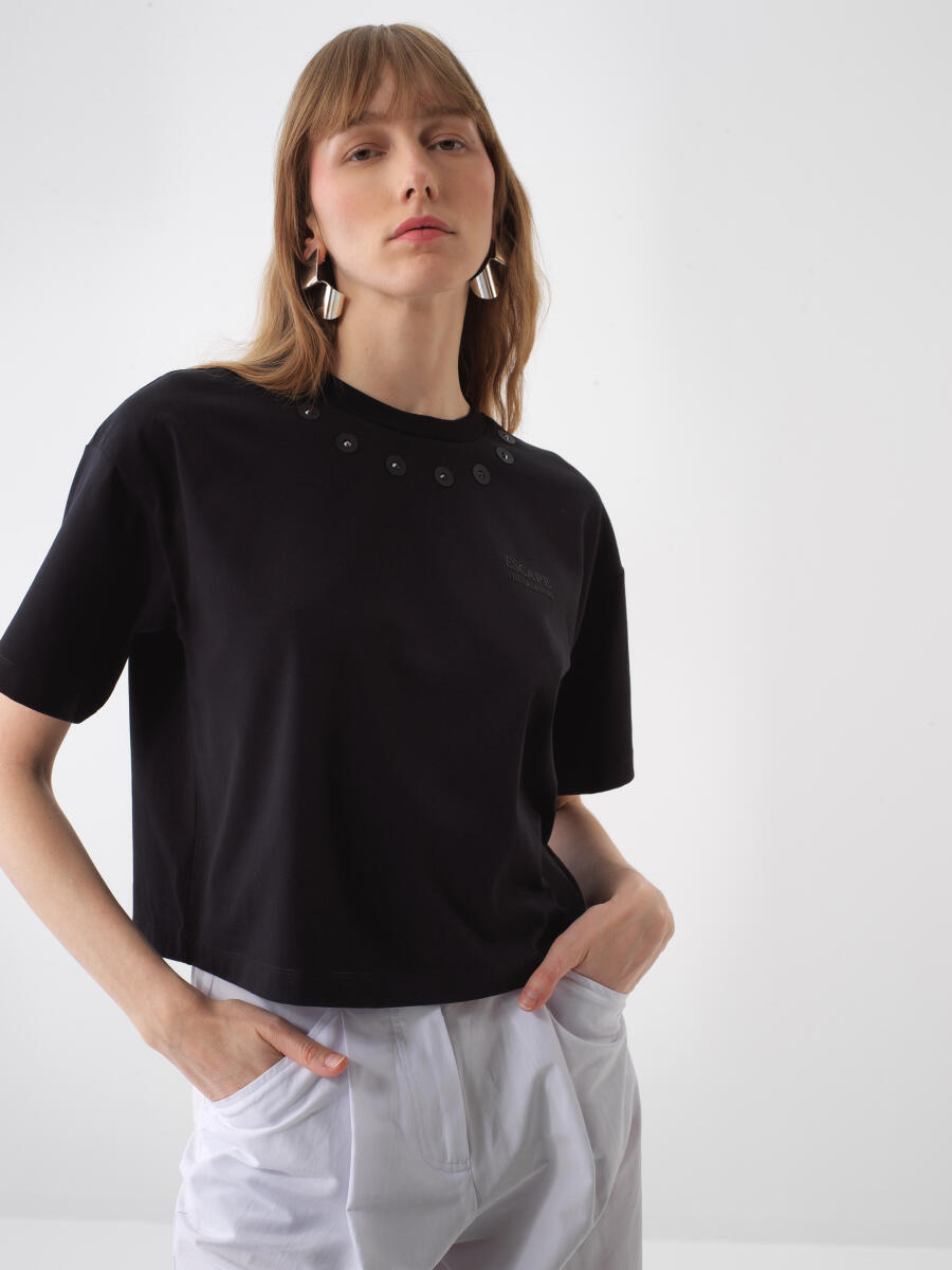 Siyah Oversize Pamuklu Bluz