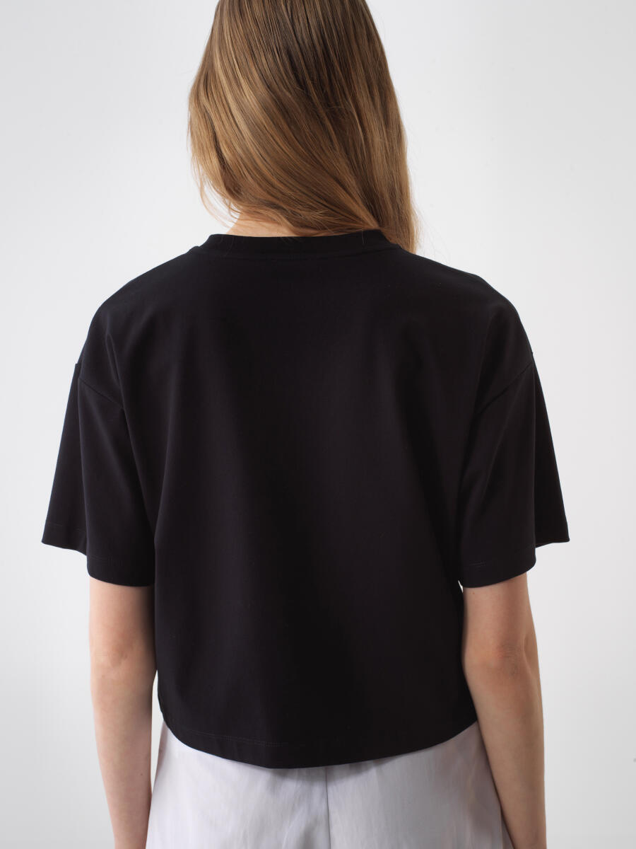 Siyah Oversize Pamuklu Bluz - 6