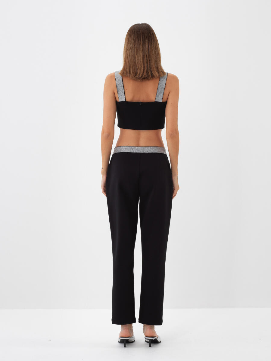 Siyah Pamuk Dokulu Slim Fit Bluz - 5