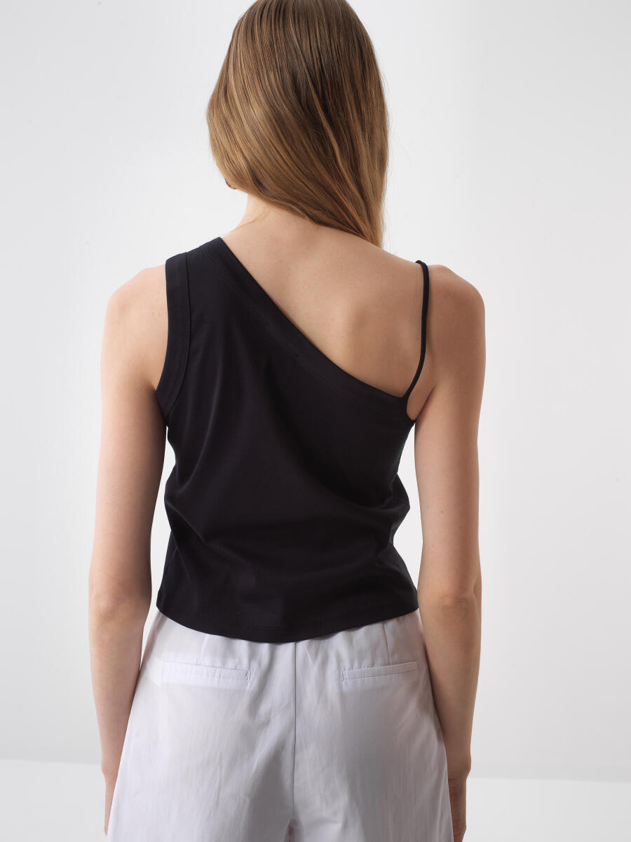 Siyah Regular Fit Pamuklu Bluz - 4