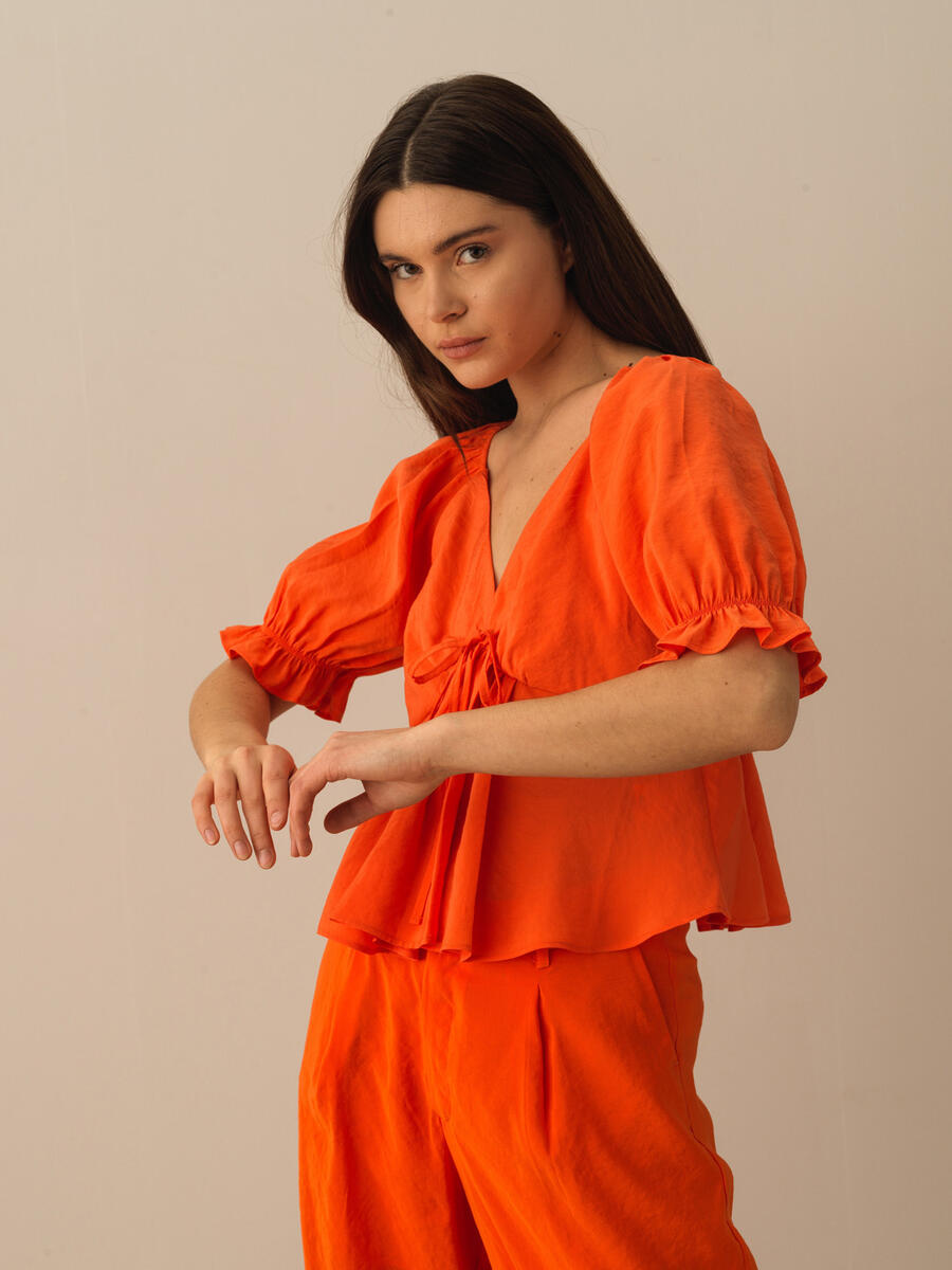 Turuncu Regular Fit Modal Bluz