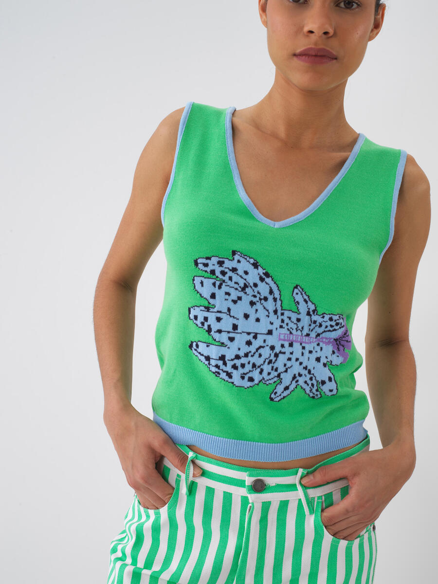 Yeşil Regular Fit Pamuklu Bluz