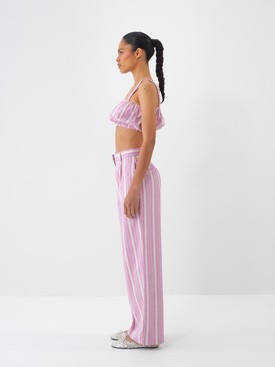 Pembe Regular Fit Keten Büstiyer - 4