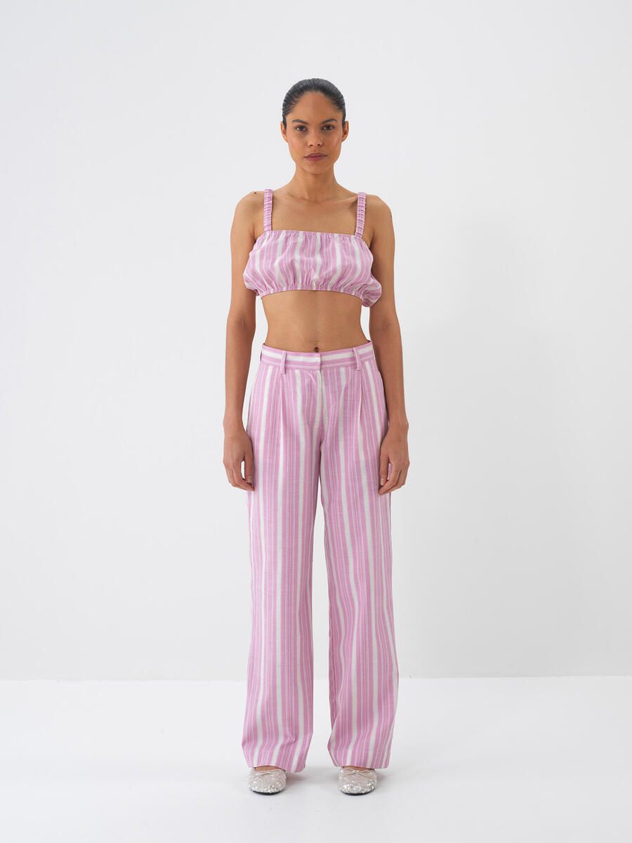 Pembe Regular Fit Keten Büstiyer - 2