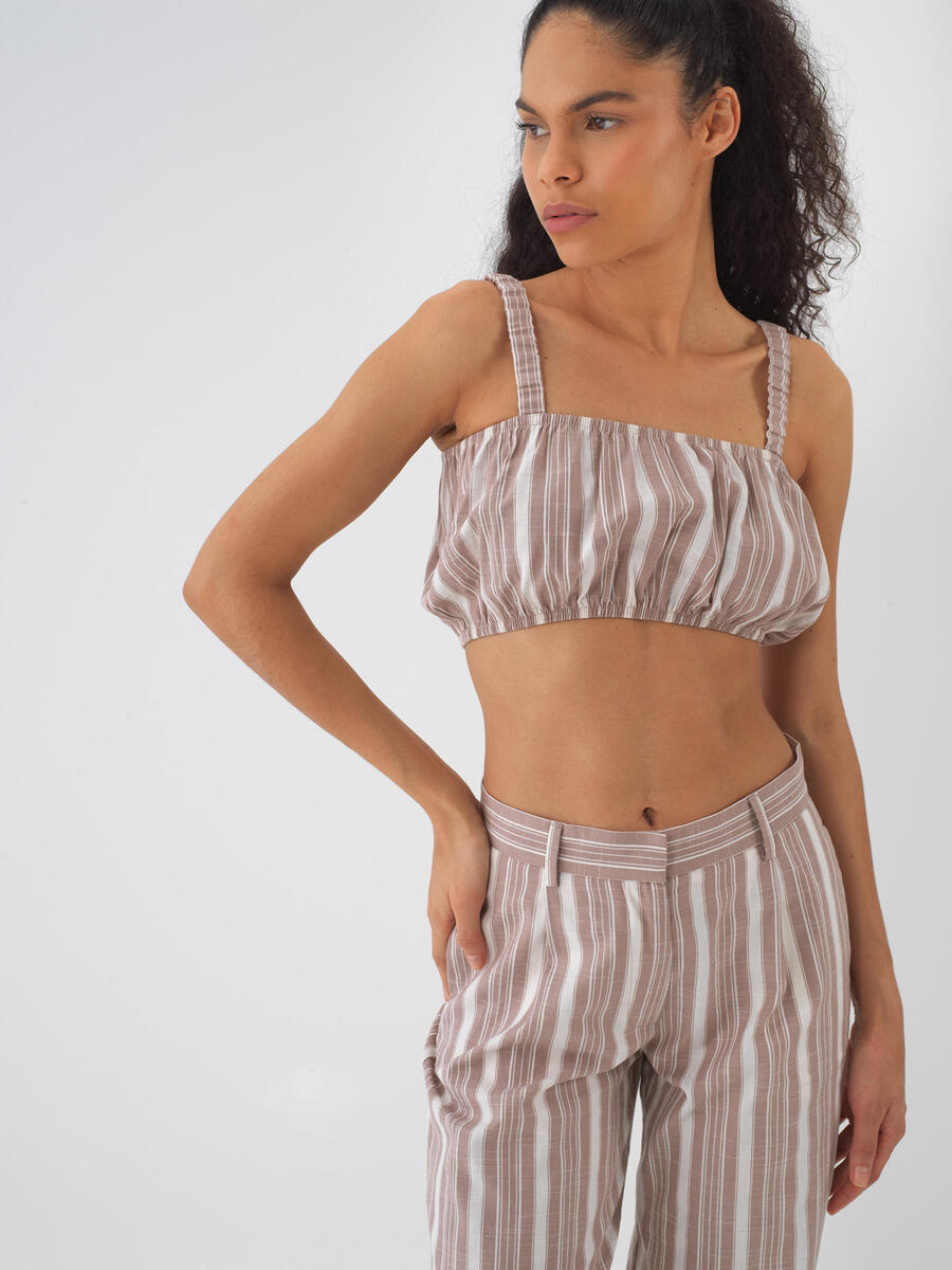 Taş Rengi Regular Fit Keten Büstiyer